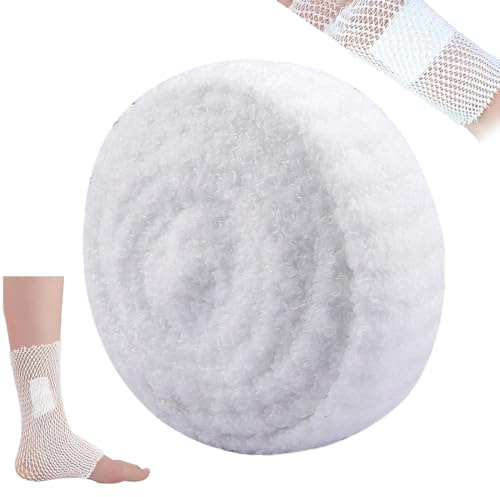 KAHZOR 1 Pezzo Benda a Rete Tubolare Elastica, Benda Elastica, Bende Elastiche per Bendaggi, Benda Traspirante a Rete, Benda Tubolare Rete, Garze Sterili per Medicazione, 3.8CM*200CM