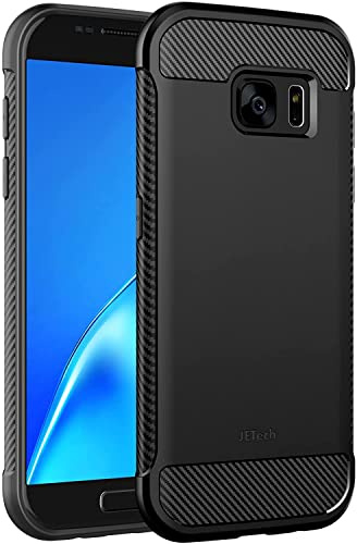 JETech Dünne Hülle für Samsung Galaxy S7, Dünne Handyhülle mit Stoßdämpfung und Kohlefaser Design (Schwarz)