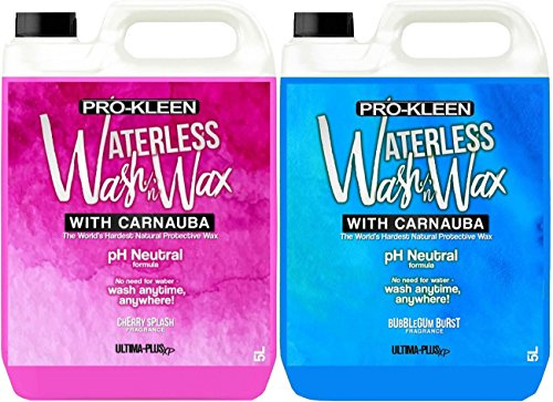 Pro-Kleen Ultima-Plus XP pH Neutral 1 x 5 Litres Cherry Splash 1 x 5 Litre Bubblegum Burst Car Cleaner Waterless Wash & Wax with Carnauba Wax - Car Shine
