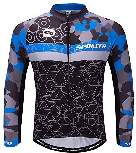 Long Sleeve Cycling Shirts Male Bicycle Jersey Ride Gear Man Uniforms Bike Wear US XXL Blue Multi