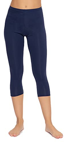 Felina Women's Cotton Modal Capri Leggings - Super Soft, Lightweight, Breathable for Fitness, Yoga, and Everyday Wear Navy