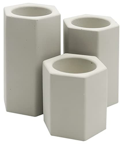 Dekovita 3er Set Teelichthalter Ø6x6/8,5/10cm - Kerzenhalter in Beton-Optik - Stein Kerzenständer für Teelichter Tischdeko