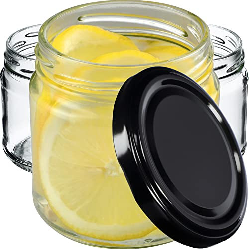KADAX Lot de 50 bocaux 200 ml avec couvercles à vis Ø 66 mm – bocaux à dessert à parois épaisses, hermétiques, lavables au lave-vaisselle, idéaux pour les confitures et conserves