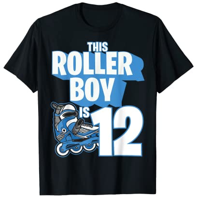 12 años de edad de cumpleaños para patinaje azul para niños 12 Camiseta