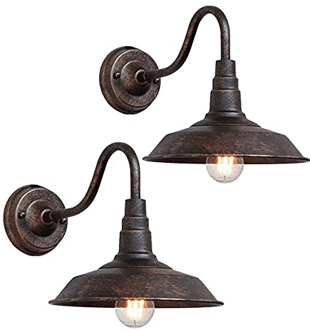 Moddeny 2 Pezzi IP54 impermeabile applique da parete per esterni 10 applique da parete per esterni in bronzo retrò E27 lampada da parete in ferro antico casale lanterna esterna per portico garage
