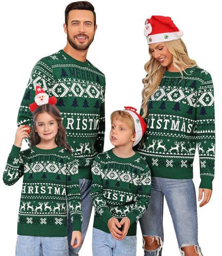Migcaput Jersey Navideñas Familiares - Jersey de Punto Copos de Nieve de Renos para Hombre, Mujer y Niños - Jerseys de Navidad para Parejas para el Invierno 2023 Ropa Navideña Familiar