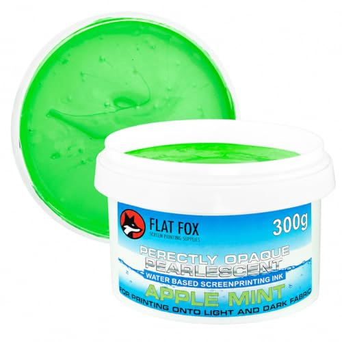 Perfectly Opaque Pearlescent Metallic Screen Printing Fabric Ink (Apple Mint, 300g)