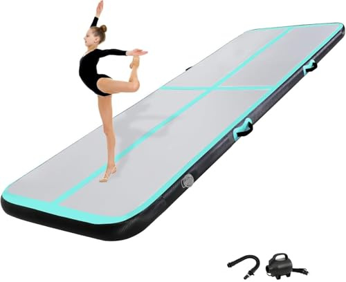 KIKILIVE Tapis de Tumbling, 10/20 CM d'épaisseur Tapis d'entrainement, 2/3/4/5/6M Tapis de Gymnastique,Tapis d'exercice avec Pompe à air, Piste de Gym Gonflable, Matelas d'Air