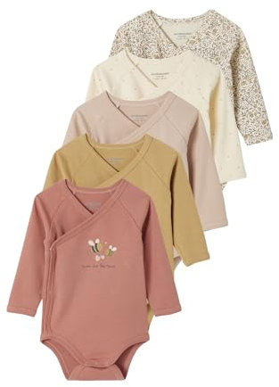 Vertbaudet Bio-Kollektion: 5er-Pack Baby Wickelbodys mit langen Ärmeln vanille 62