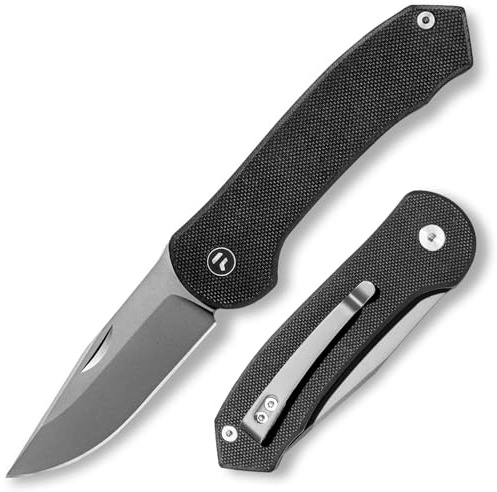 FUJUNI Taschenmesser, Klappmesser 7,25 cm Klinge G10 Griff, VG10 Stahl,EDC Messer, Deep Carry Taschenclip,Nützliches Outdoor-Camping-Klappmesser für Männer,Schwarz