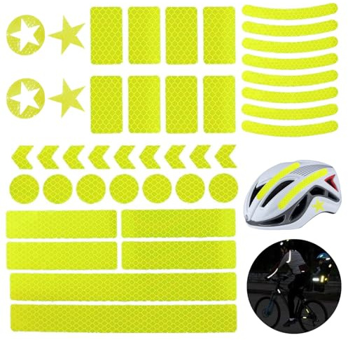 Lot de 42 autocollants réflecteurs de vélo, autocollants, pour casques de vélo, motos, sacs d'école, sacs à dos, jantes, poussettes