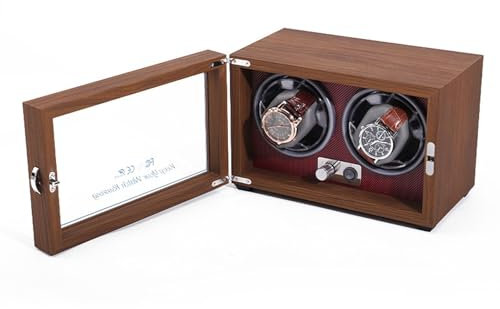 Remontoir à Montre Ecrins pour Montres Automatiques pour 2 Montres Automatiques,Compact,Silencieux,Vitrine Transparente 5 Modes de Rotation LED Bleues Montres automatiques Boîte pour Dames & Hommes