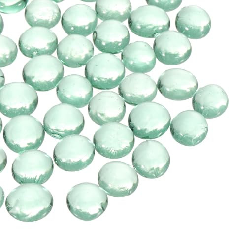 sourcing map Glass Beads,100pcs Flat Glass Gemstone Green 1.1lbs (0.47-0.55) Glass Marbles Pebbles for Vase Fillers Aquarium Decor DIY Craft