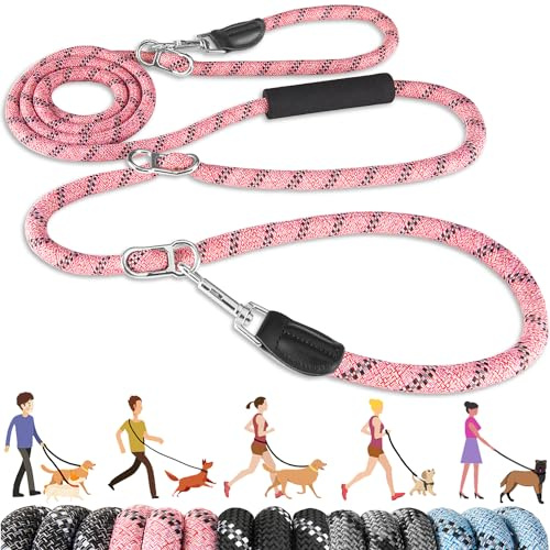 Eyein Hands Free Dog Lead, 3M Adjustable Waist & Crossbody Dog Running Rope with Soft Handle, Heavy Duty Lead for Large Medium Dogs up to 100kg, Tangle Free Reflective Leash for 2 Dogs Walking Running