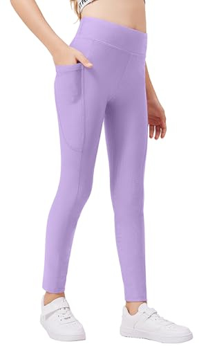 Arshiner Mädchen Leggings Lila Thermo-Leggings Sport Turnhose Lang Kinder Winter Dünn Fleece Jogginghose Yoga Ski Sporthose 150/11-12 Jahre