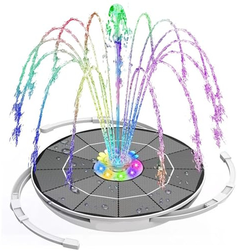 Pompa for fontana solare con batteria integrata da 5000 mAh, pompa for fontana ad energia solare con luci a LED for laghetto, giardino