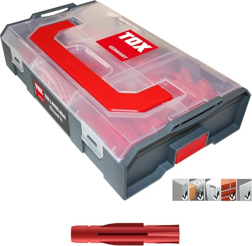 TOX L-BOXX Mini Allround Tri Dübelset effektiv M, kompakt, übersichtlich, individuell anpassbar & stapelbar + Tri Dübelsortiment für Befestigungen in nahezu Allen Baustoffen, 094900201, Grau