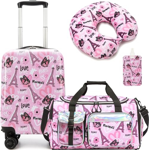 HTgroce Valigia Bambini con Borsa da Viaggio Bambina, Trolley Bambino Borsone da Viaggio,Valigia Ragazza, Trolley Bagaglio a Mano Bagaglio per bambini