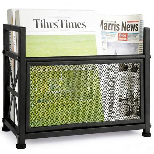 WeGXY Porte-revues Noir, Porte-revues, Porte-revues au Sol, Porte-revues pour Lettres, Magazines, Livres, Journaux, Boîte Organisatrice pour Livres