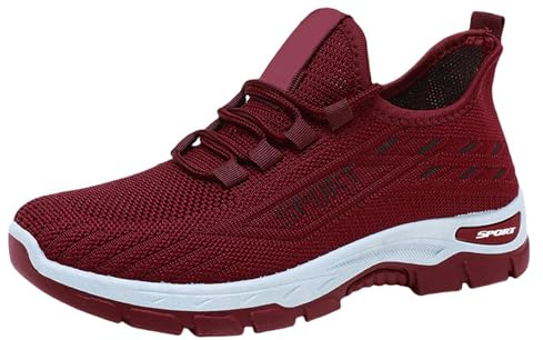 Sneaker da donna rosso – Scarpe sportive da donna nere scarpe da ginnastica ortopediche basse per il tempo libero e la vita quotidiana, scarpe da tennis comode da ginnastica ammortizzate traspiranti e