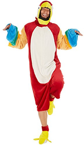 dressforfun Costume da Pappagallo per Lui e per Lei | Morbido Tessuto di Peluche | Incl. Cappuccio con Funzione di Copricapo e Gambali (XL | No. 300877)
