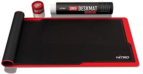 NITRO CONCEPTS DM9 - Gaming Mauspad XXL 900x400 Millimeter Fransen Freie Ränder Microfaser Großes Mauspad Non Slip Mousepad Gaming - Schwarz/Rot, NC-GP-MP-002
