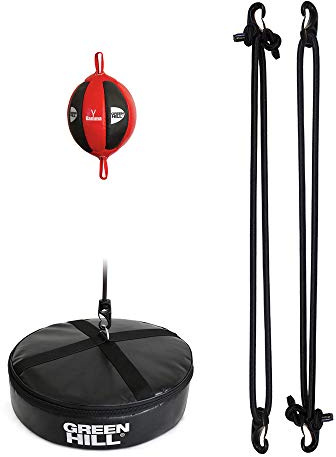 MINI PALLA TESA GREEN HILL GAMMA SPEED BALL PIENA PERA BOXE PUGILATO VERA PELLE (Palla + Elastici + Base a terra)