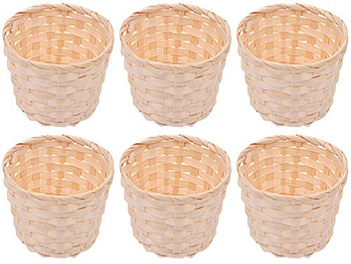 6Pcs Mini Woven Basket - Storage Baskets, Woven Sundries Organizer Decorative Storage Baskett for Desktop Kitchen Bathroom Living Room 3.3 Inch Square