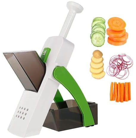 Mediawave Store - Mandolina da Cucina Affettaverdure, Manuale, Multifunzione, Affetta Patate, Carote, Verdura, in Acciaio, Resistente, Lavabile, Mandolina da Cucina Affettaverdure (verde)