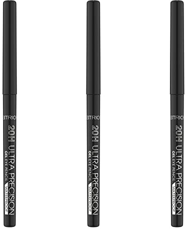 Catrice Lápiz de ojos 20H Ultra Precision Gel Eye Pencil Waterproof, kajal, n.º 010 Black, negro, definidor, larga duración, resultado inmediato, mate, vegano, sin perfume, paquete de 3 (3 x 0,08 g)