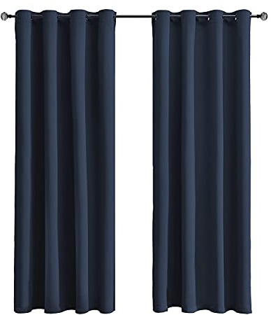 Tenger Home Cortinas Opacas, Cortinas Salon Cortinas Termicas aislantes Frio y Calor, Cortinas sombreadas de Tela Perforación, 1 Pieza (Azul Tibetano, 150x150 cm)