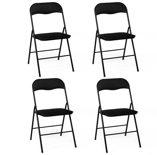 IDMarket - Lot de 4 chaises Pliantes KITY Noires en PU