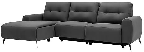 Vente-unique Relaxsofa Ecksofa - Ecke Links - Stoff - Grau - NERUDA