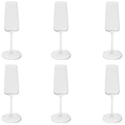 Excelsa Barolo Set 6 Flute Trasparenti, Vetro Soffiato, Capacità 210 Ml.