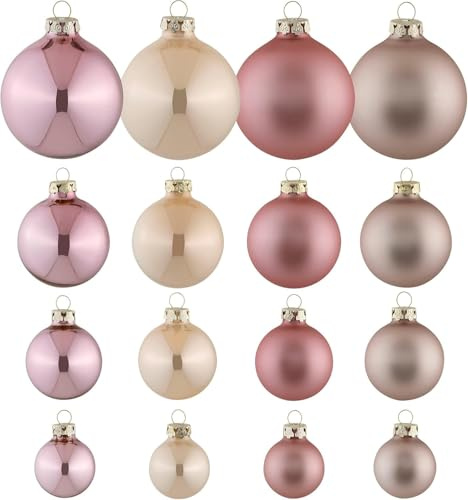 TGS Thüringer Glasdesign Christbaumkugeln aus Glas, 40-teiliges Set (Rose)
