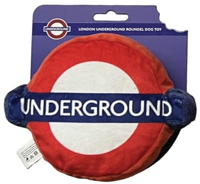 London Underground Officially Licensed Roundel Logo Dog Toy - Cute Plush Pet Chew Toy with Crinkles and Squeaker