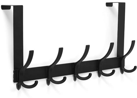 Optish Porte Manteau pour Porte 15 Crochets Sans Perçage, Patère Porte Accrochable pour Salle de Bain et Cuisine (noir)