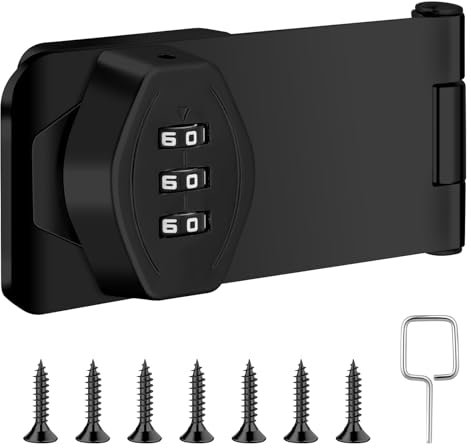 Schlüsselloses Schrank-Zahlenschloss, 3-stelliges 4 inch Passwort-Zahlenschloss, mechanisches Passwort, drehbare Haspenschlösser, Drehknopf, Haspenriegelschloss für Schränke, Schrankbox(Schwarz)