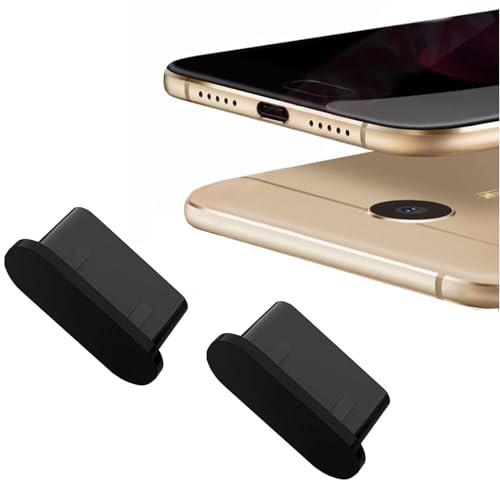 2x USB 3.1 Typ C Staubschutz passend für Samsung Galaxy A17 A37 A57 A56 A36 A26 A16 A06 A55 A35 A25 A15 A05 A54 A34 A14 A33 A13 Z Fold Note 20 Kopfhörer Schutz Kappe Staub Stöpsel Type C AA Schwarz