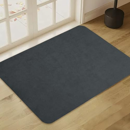 Fußmatte innen Ultra Dünn, 60x90cm Türmatte für Innenbereich, rutschfeste Absorbierende Schmutzabweisende Eingangsmatte, waschbare Fussmatte für die Vordertür, Flache Innenbodenmatte (dunkelgrau)