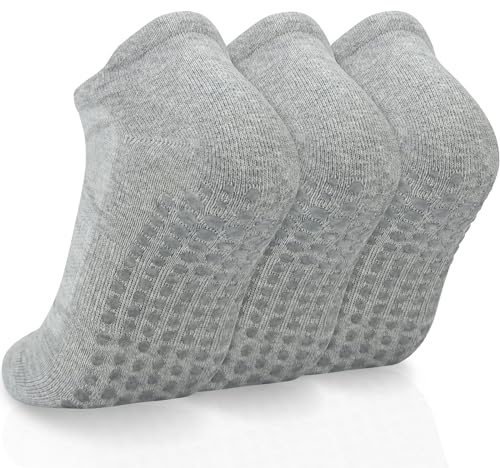 srclo 3 Pairs Non Slip Grip Yoga Socks For Women Men Anti-slip Pilates Sock