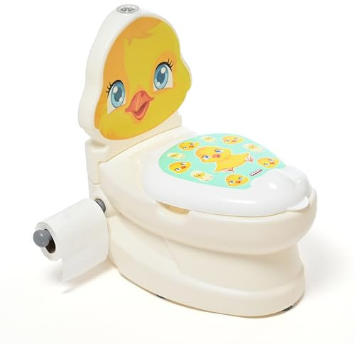 DIVCHI Potty Training Toilet with Life-Like Flush Button & Sound & Toilet Paper Holder | Easy to Clean | Splash Guard | Anti-Slip Base | Encourage Potty Training Practice (Duck)