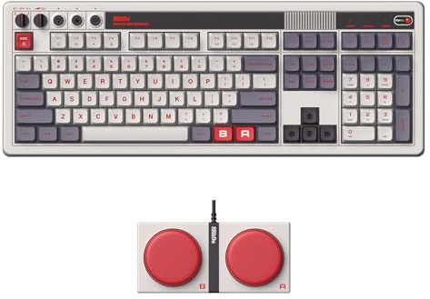 8BitDo Retro 108 Mechanical Keyboard with 108 Keys and Integrated Numpad, Bluetooth/2.4G/USB-C Hot Swappable Wireless Gaming Keyboard for Windows and Android - N Edition