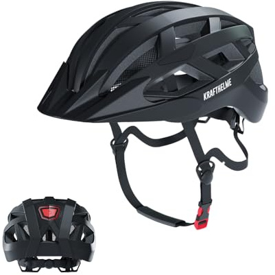 KRAFTHELME Fahrradhelm für Herren/Damen mit Licht | Robuster & sicherer Fahrradhelm Erwachsene | Hochwertiger Fahrrad Helm aus stoßfestem Material | Trekking-, City- & Rennradhelme (M)