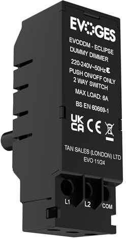 Evoges EVODDM 6A Dummy Switch 2 Way Push On Push Off Replacement Module Dummy Dimmer Light Switch, No Dimming Function