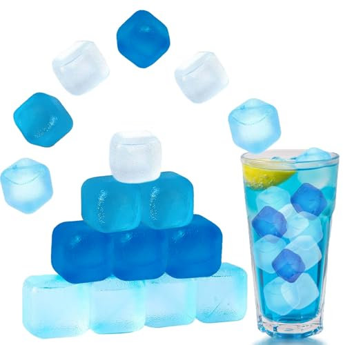 KEELYY 60 Cubetti di Ghiaccio Riutilizzabili, Senza PBA, Cubetti di Ghiaccio per Feste per il Raffreddamento di Bevande, Blu