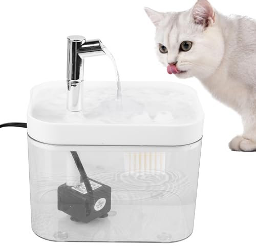 LEKEFETO 1,5 L Katzenbrunnen für Katze: Ultraleiser Trinkbrunnen für Katze, Sicherheit Katzen Trinkbrunnen mit Filters, Automatische Abschaltung bei Wassermangel - Transparent