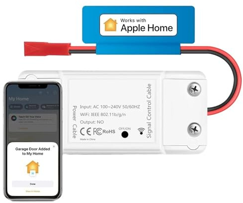 HomeKit Apriporta da Garage WiFi Interruttore Intelligente Controller for Cancello e Porta Smart Life Telecomando Siri Controllo Vocale Alexa Google Home(US)