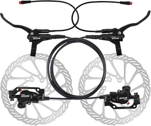 Ensemble de freins à disque hydrauliques pour e-bike – 2/4 pistons, désactivation électrique, avant gauche 1100 mm, arrière droit 1800 mm, levier en alliage d'aluminium pour trottinette/VTT de