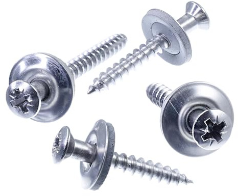 SECCARO Strömförsörjningsskruv 4,5 x 40 mm, rostfritt stål A2, EPDM-tätningsskiva 15 mm, korsslits/PZ, 100 stycken
